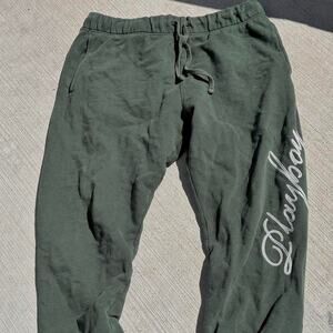 Playboy by Pacsun Green And White Sweatpants Size Large